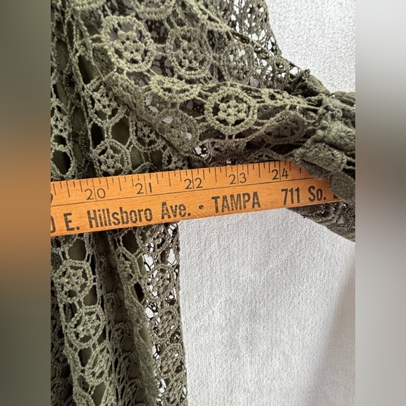 Lane Bryant Olive Green Knit Lace Overlay Boho Dress Sz 24 Flowy Peasant - Picture 6 of 7